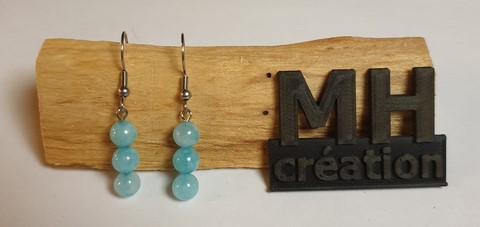 Boucle d'oreille 3 pierres Amazonite Bleu ciel