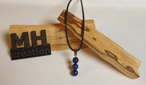Collier 3 pierres Lapis Lazuli Bleu