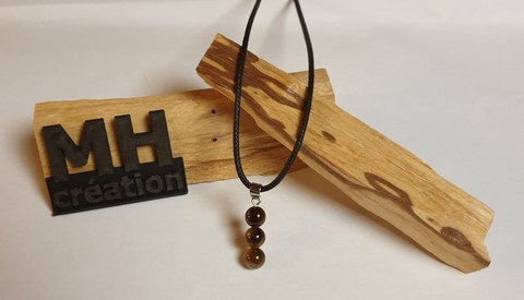 Collier 3 pierres Oeil de Tigre Brun